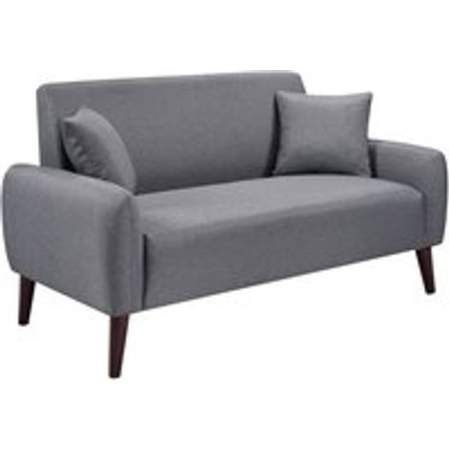 Grey Linen Fabric 2 Seat Sofa - One Size