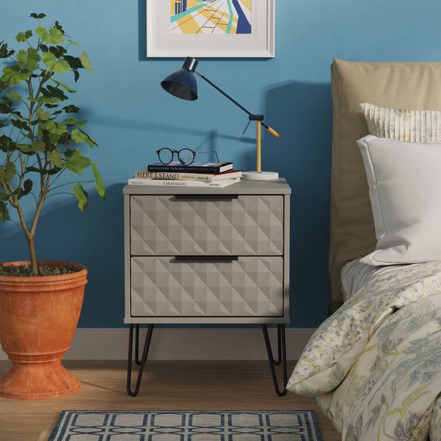 Harlequin 2 Drawer Bedside in Dusk Grey - Ready Assembled - Lewis's Home | TJ Hughes