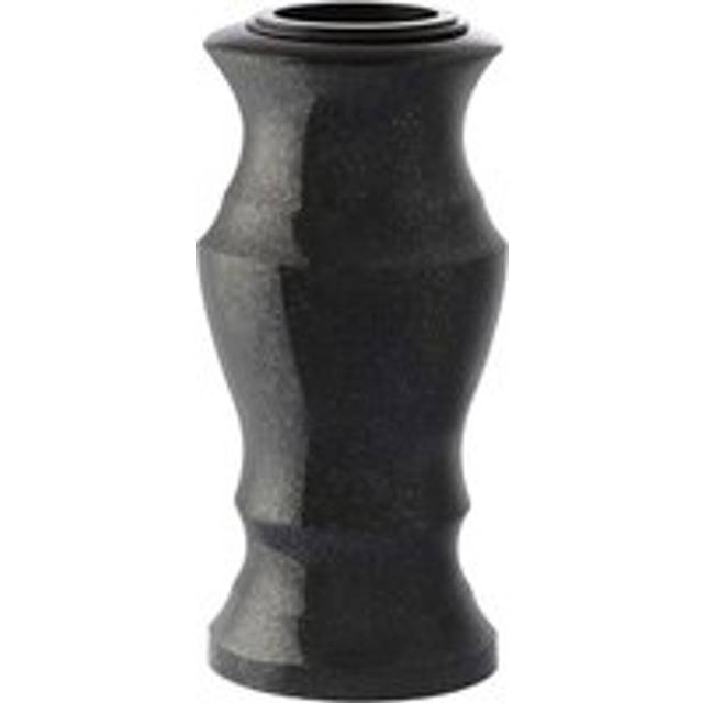 (Black) Granite Grave Vase for Flowers 30cm Tall - Round Cemetery Memorial Vases for Graves - Versatile Use for Graveside, Home & Garden
