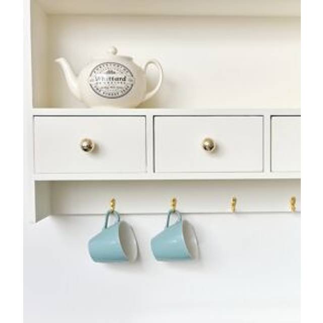 Large Ivory Wall Shelf Unit with Drawer Storage and Hooks Material: New Products