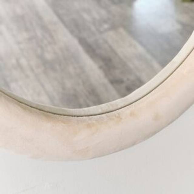 Pale Pink Oval Velvet Framed Wall Mirror 50cm x 70cm Material: New Products
