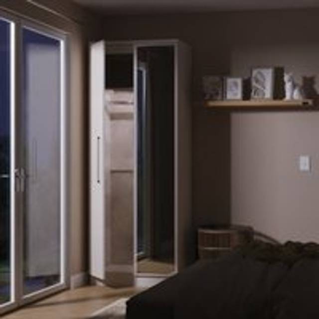 Lyon Tall Double Mirror Wardrobe (Ready Assembled) - Beige - Large