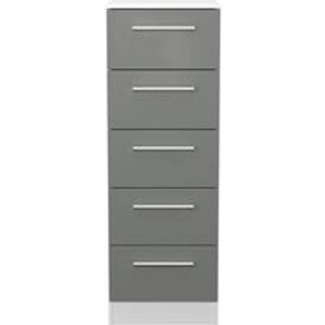 Contrast Tall Tallboy Grey & White 5 Drawers 108cm