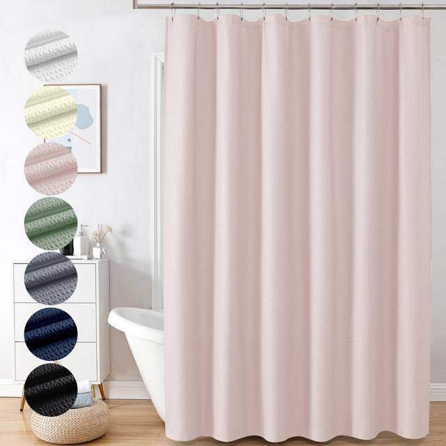 OVZME Berry Extra Long Pink Shower Curtain 96 Inch Long  3D Embossed Texture Fabric Bathroom Shower Curtain  Large Hotel Bath Curtain with 12 Holes  W