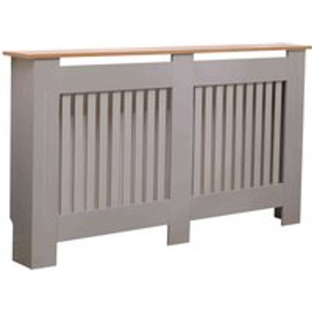 Oypla Large Grey Wooden Slatted Grill Radiator Cover MDF Cabinet