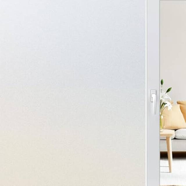 rabbitgoo Window Film Privacy Frosted Window Film Opaque Stickers for Glass Doors Frosting with New Grid Design No Glue Anti UV Self Adhesive Sun Bloc