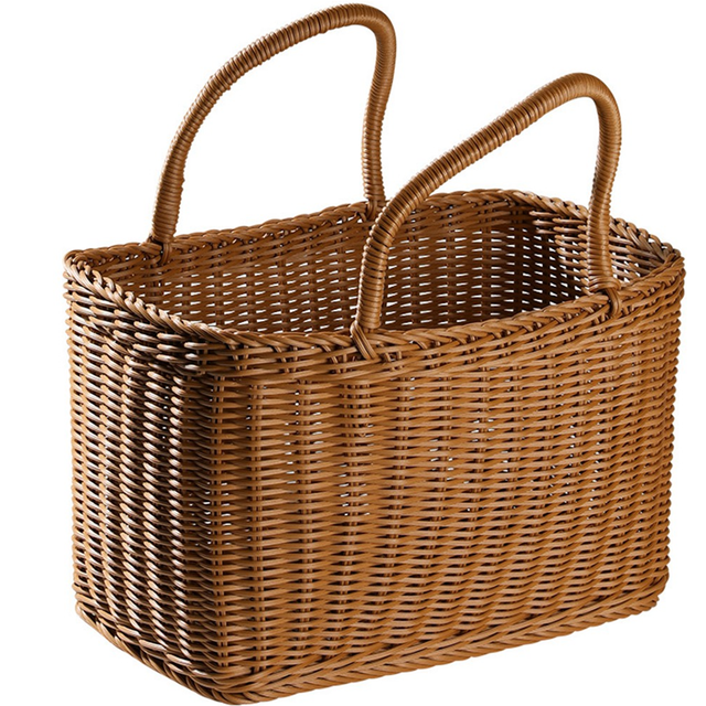 Basket Woven Wicker Baskets Picnic Handle Storage Rattan Market Flower Handles Straw Fruit Gift Shopping Hand Tote