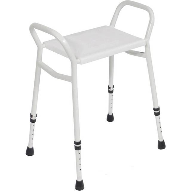 Heavy Duty Aluminium Shower Stool - Height Adjustable - Sturdy Side Handles