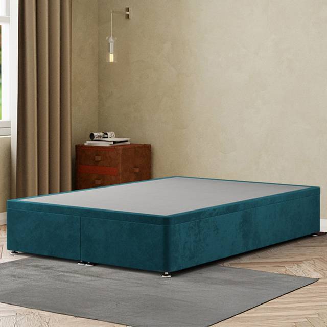 Portland Simple Small Double Emerald Plush Ottoman Divan Base - Green