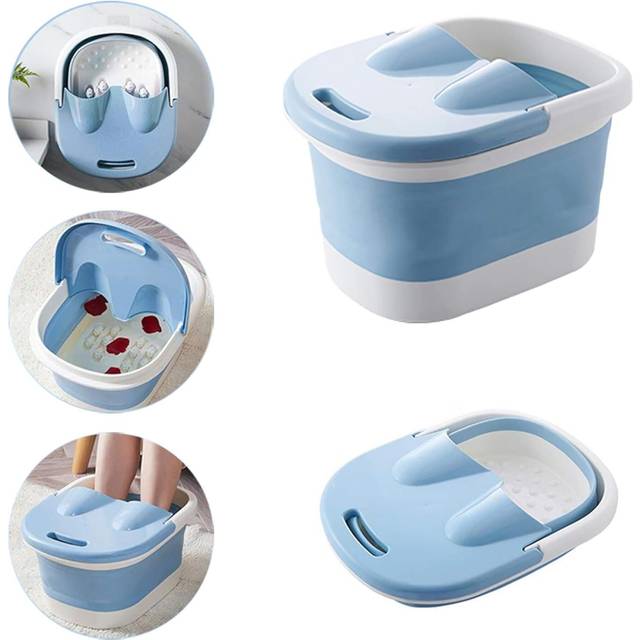Foot Soaking Bath Tub Basin Tools Foot Spa Foldable Footbath Tub Plastic/Rubber Foldable Bucket Large Foot Soaking Tub bucket  (Blue)