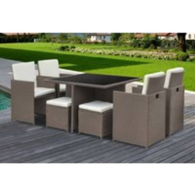 8-Seater Monument Rattan Dining Garden Furniture Set - Brown - One Size