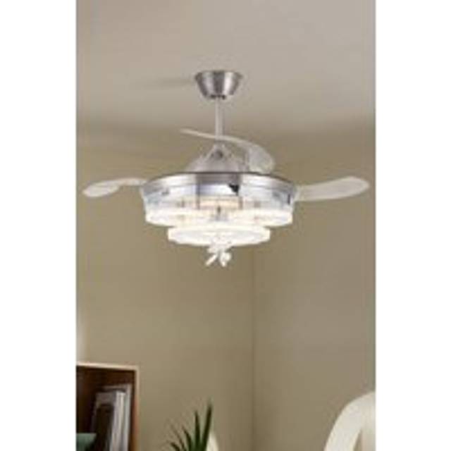 3 Light Changing Acrylic Ceiling Fan for Bedroom Living Room - White - One Size