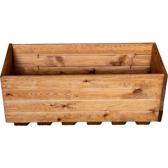 Samuel Alexander Hand Made 78cm x 32cm x 30cm Rustic Wooden Open top Garden Trough Flower Bed Planter, Brown