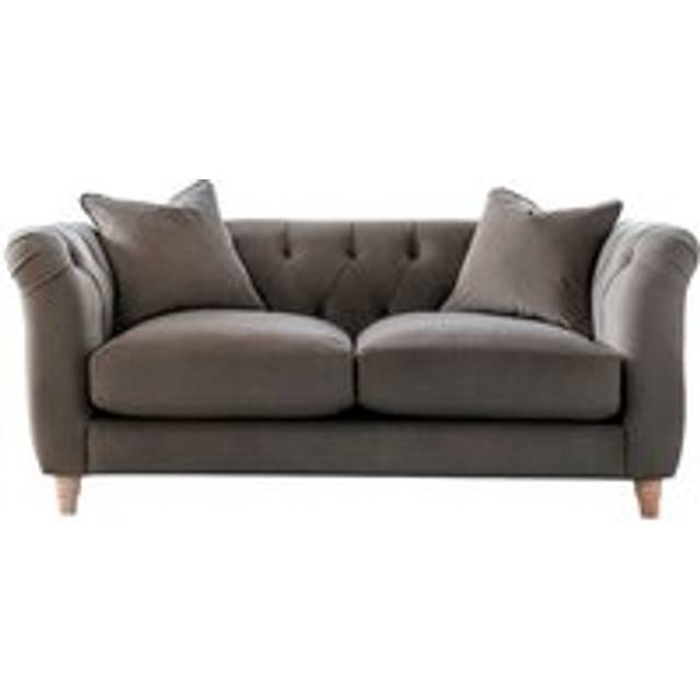 Elsie Plush Velvet Chesterfield Mushroom 2 Seater Sofa - Light Brown