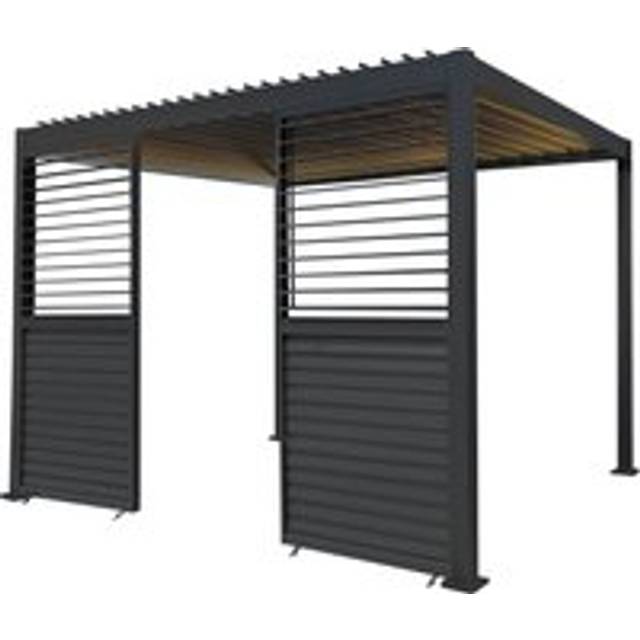Anthracite Aluminium Pergola With led Lights & 2 x Shutter Panels