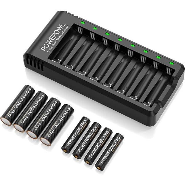Pro AA AAA Rechargeable Batteries with Charger, 4 Pcs 2800mAh AA Batteries & 4 Pcs 1100mAh AAA Batteris