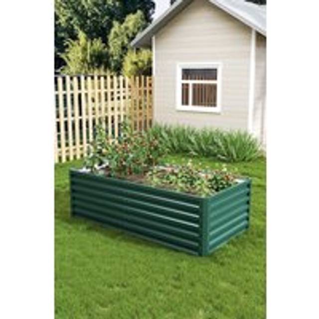 Metal Rectangular Raised Garden Bed - Dark Green - One Size