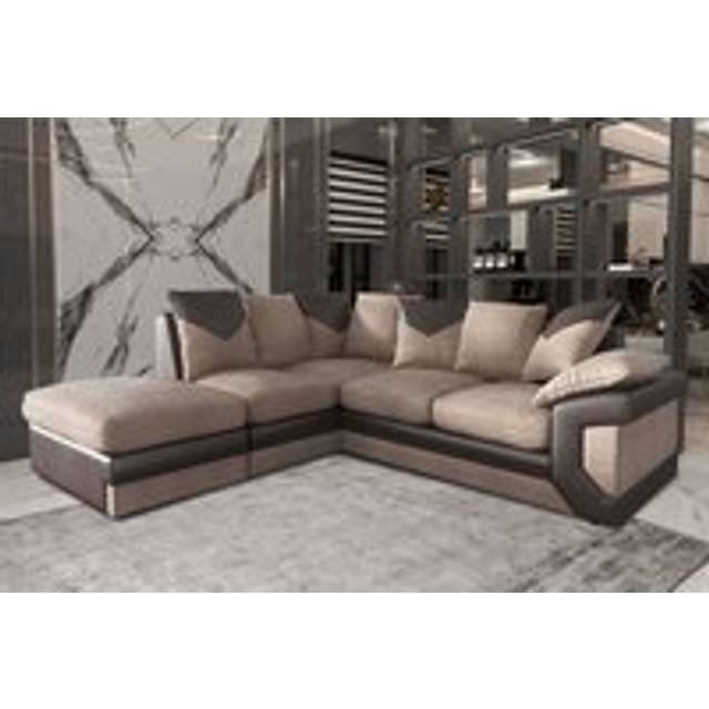 Donna Fabric 3+2 and Corner Seated Sofa Set in 2 Colors - Brown Left Corner - 3 Pack