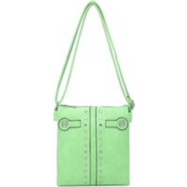 Slim Double Compartments Studded Design Crossbody Bag - Green - One Size