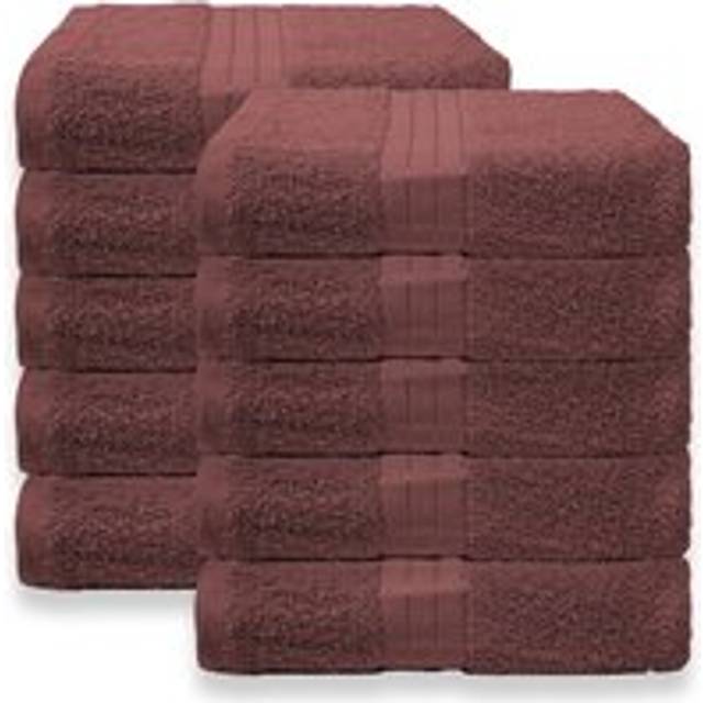 10 Pack of 100% Cotton Bathroom Bath Towel - Burgundy