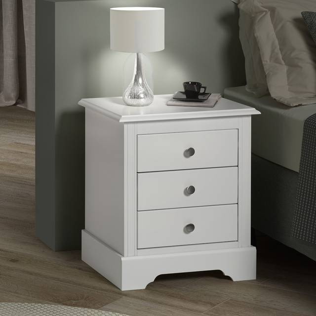 Stratford 3 Drawer Bedside - White - One Size