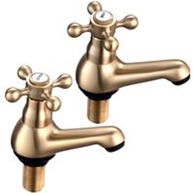 Victorian Pair of Basin Taps Bathroom Sink Taps Mixers - Gold - One Size