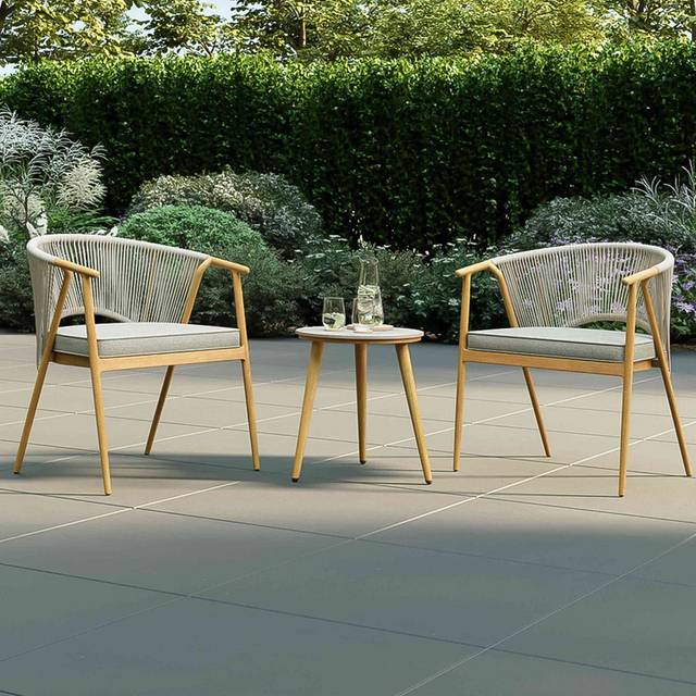 Charles Bentley Almada 2 Seater Rope Weave Bistro Set - Grey