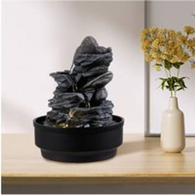 Tabletop Water Fountain Rockery Decor - Grey - One Size
