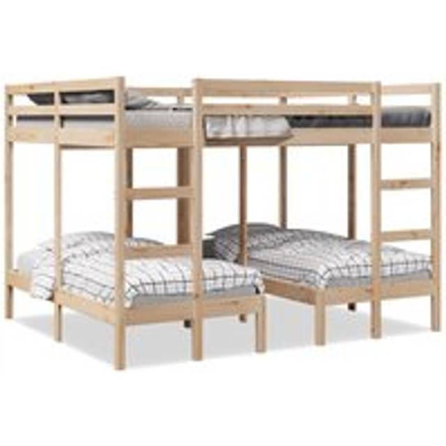 Triple Bunk Bed Frame 140x200/70x140 cm Solid Wood Pine - Brown - One Size