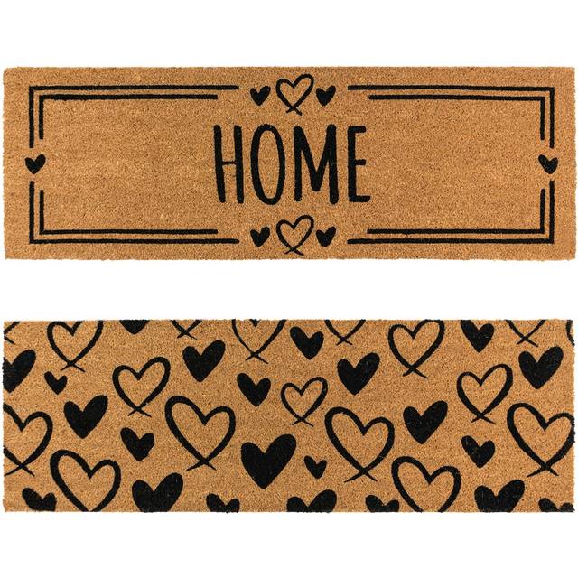 JVL Eco-Friendly Latex Backed Coir Entrance Doormat Runner, 40x120cm - Home Hearts, Brown