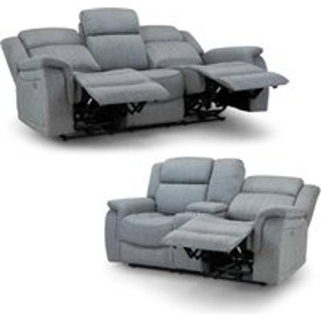 Linden Grey Fabric Electric Reclining Sofa Suite 3 + 2 Seater - One Size