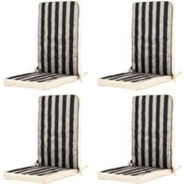 Outdoor High Back Seat Pad 2x Black Deck Stripe - One Size