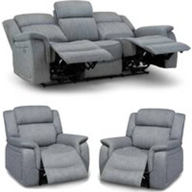 Linden Grey Fabric Electric Reclining 3 Piece Sofa Suite 3 1 1 - One Size