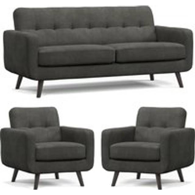 Kendal Back Antelope 3 Piece Sofa Suite 3 Seater and 2 Armchairs - Grey - One Size