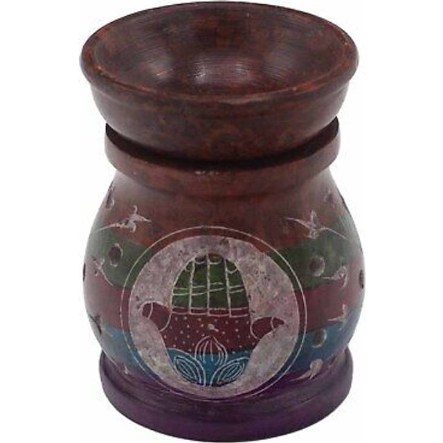 Soapstone Oil Burner 10cm - Hamsa - Five Colours