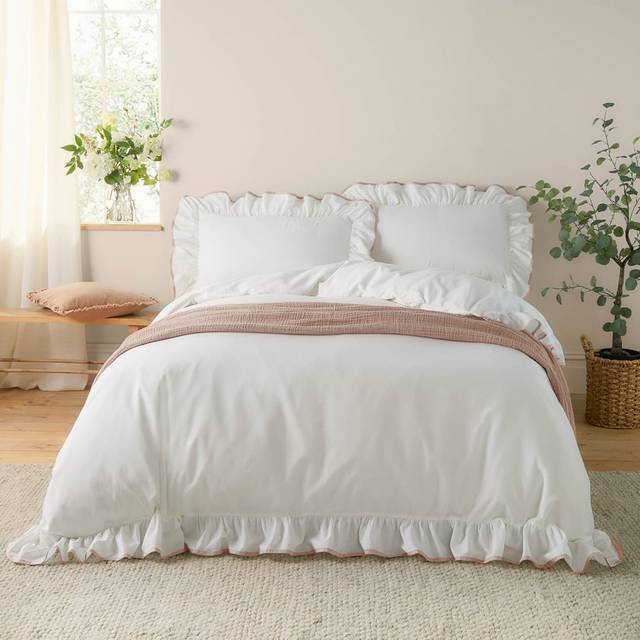 Blousey Cotton Duvet Cover Set Set - Pink (Super King Duvet Cover + 2 Standard Pillowcases)