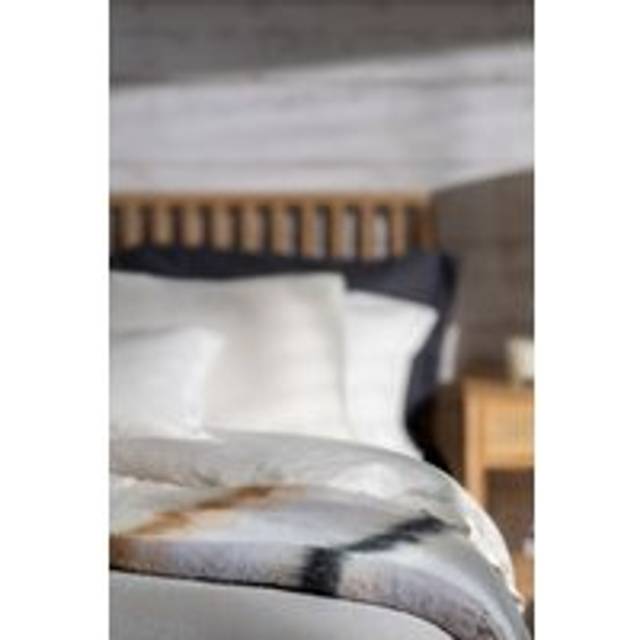 Sea Green Brushed Check Wool Blend Throw - Stone - One Size