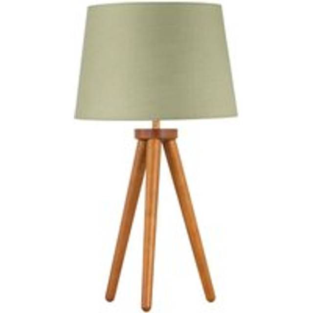 Voyage - Dark Oak Table Lamp or Bedside Light with Sage Green Shade