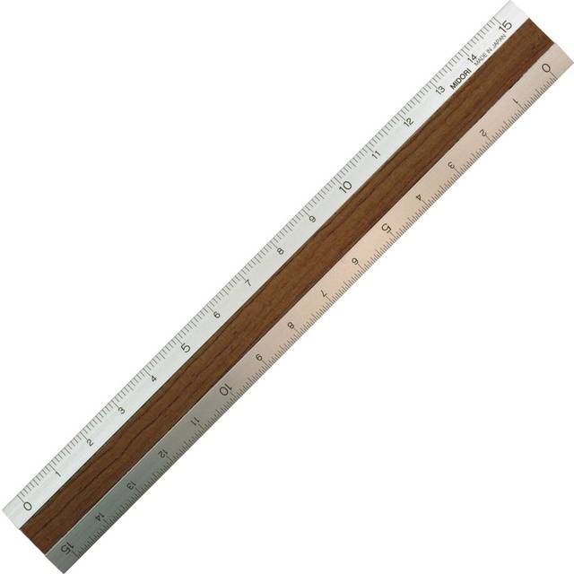 Midori Aluminium & Wooden Ruler 15cm - Dark Brown
