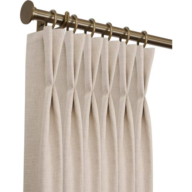 John Lewis Select Classic Curtain Pole with Rings and Disc Finial, Wall Fix, Dia.25mm, Brass Toned
