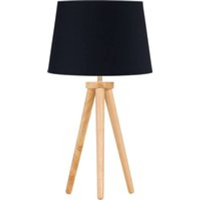 Voyage - Light Oak Table Lamp or Bedside Light with Black Shade - Brown - One Size
