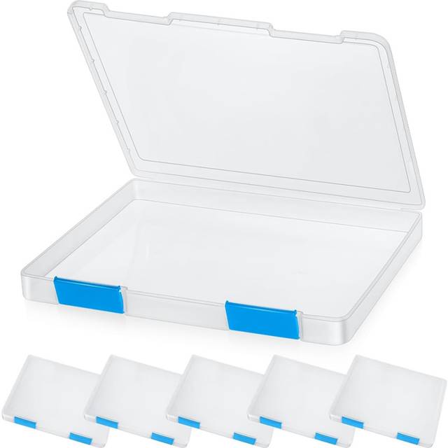 6 Pcs Clear A4 File Box Document Plastic Storage Box Case with Buckle