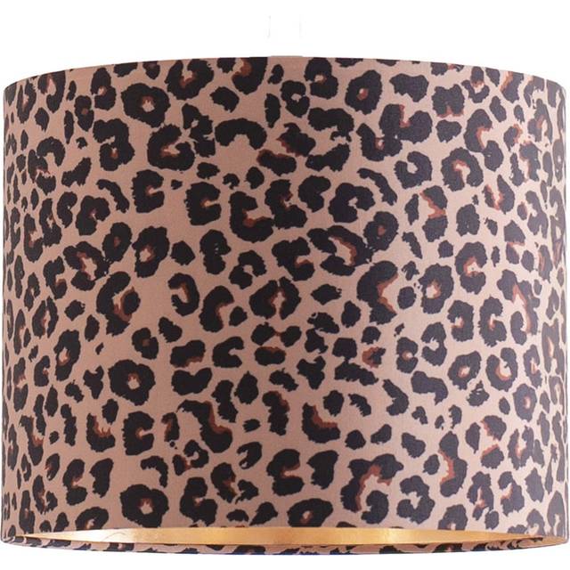 ValueLights Oasis Leopard Print Fabric with Metallic Gold Inner Drum Ceiling Lamp Shade - Multi - 20 x 25 x 25cm