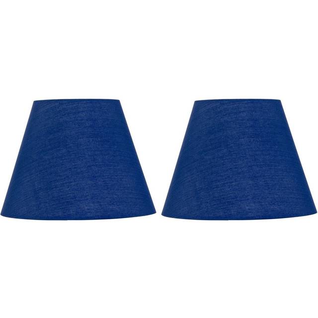 Set of 2 Navy Blue Cotton 20cm Diameter Tapered Fabric Lamp Shades