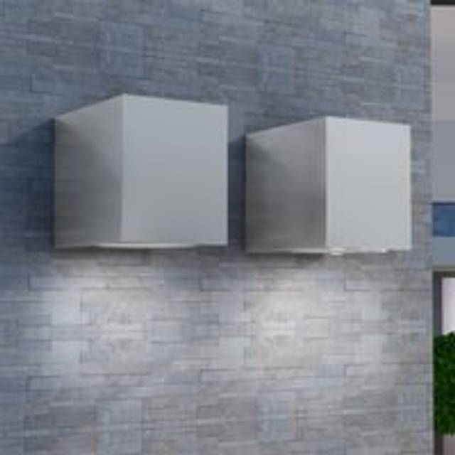 Cube Outdoor Wall Lights 2 pcs - Silver - One Size