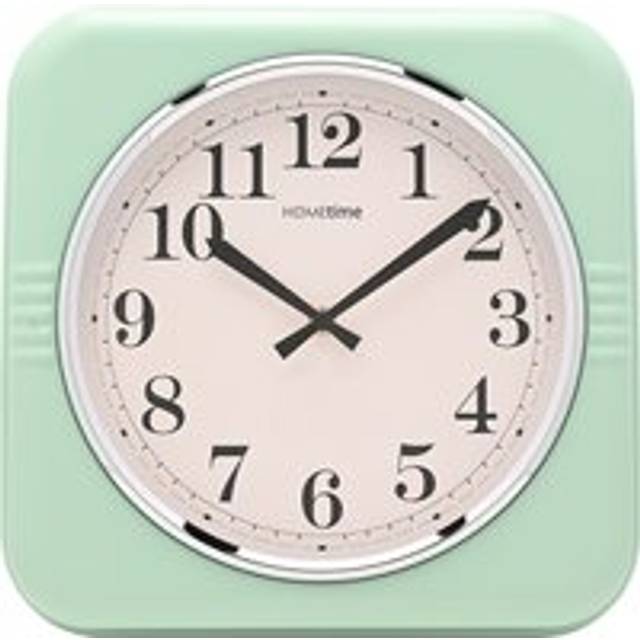 Square Retro Sage Metal Wall Clock 30cm - Light Green - One Size