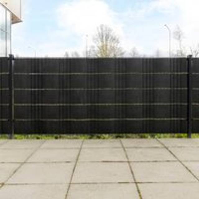 Balcony Screens 5 pcs Black 255x19 cm Poly Rattan - One Size