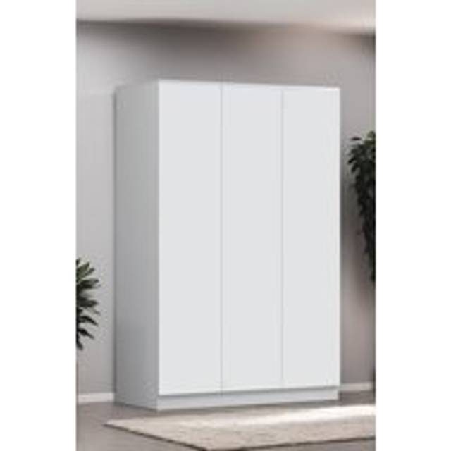 White 3 Door Wardrobe Push To Open Soft Close - One Size