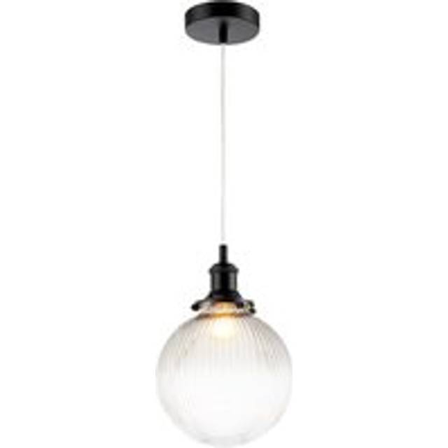 Traditional vintage lantern pendant light in matte black with glass shade by ...