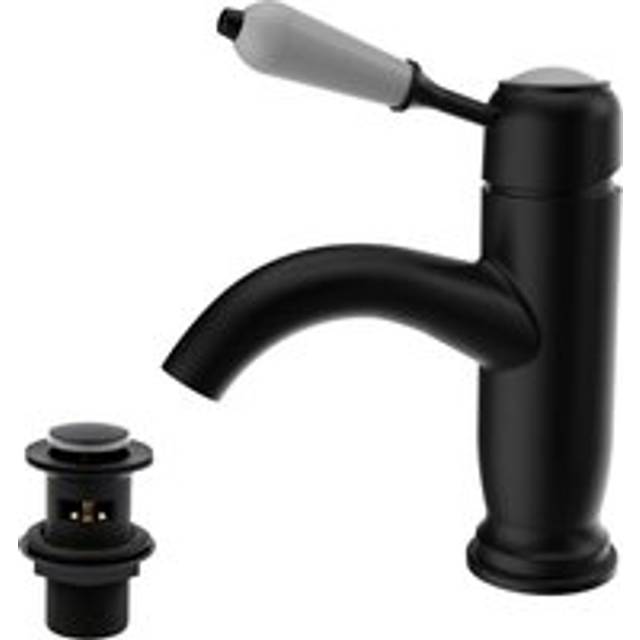 Basin Mixer Tap with Ceramic Handle Vintage Faucet for Cloakroom - Black - One Size